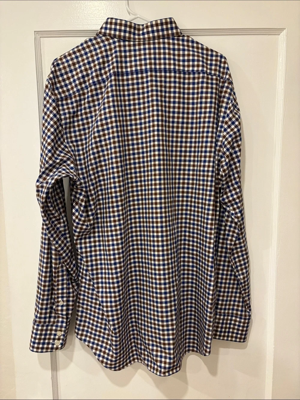 Men's Banana Republic Blue and Brown Check Button-Down Shirt